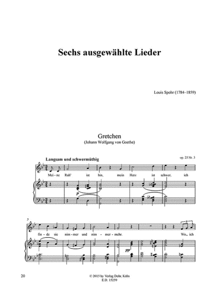 Sechs ausgewählte Lieder (Auswahlband aus Anlass des Spohr-Lied-Wettbewerbs Kassel 2015)