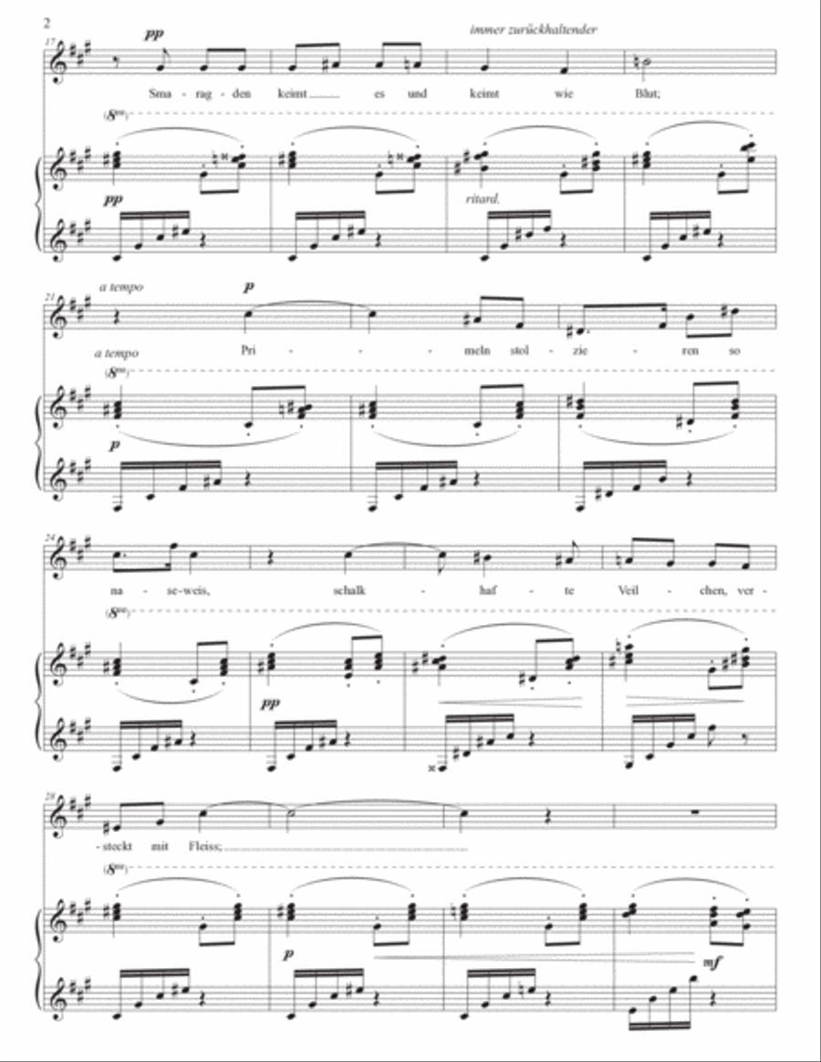 WOLF: Frühling übers Jahr (transposed to A major) Voice scores gallery preview page 3