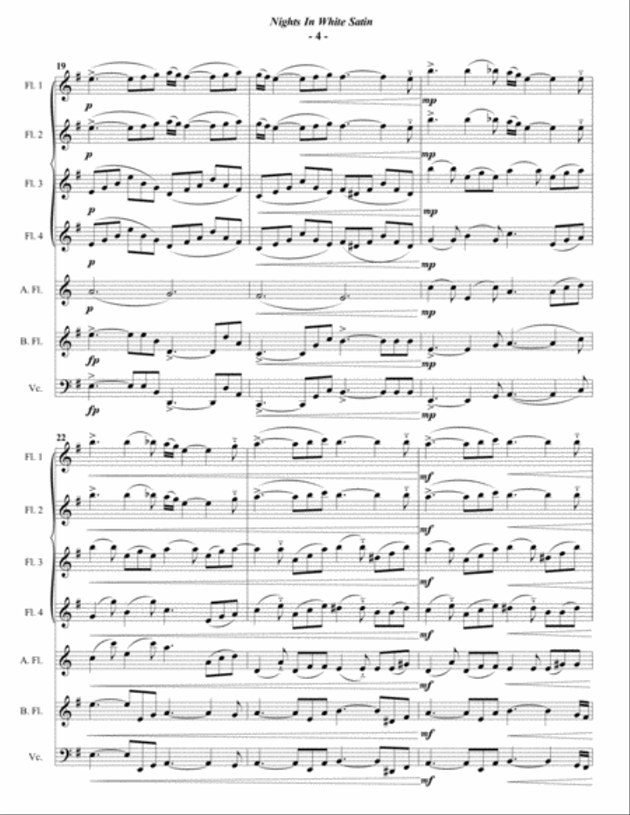 Nights In White Satin Woodwind Ensemble scores gallery preview page 4