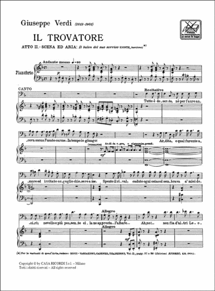 Il Trovatore: Il Balen Del Suo Sorriso  Sheet Music