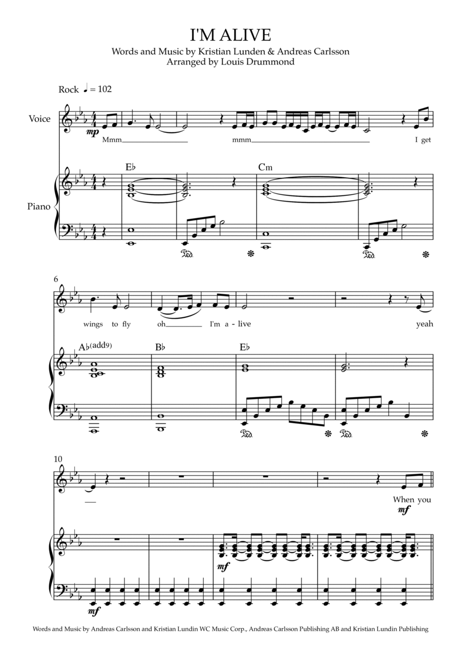 I'm Alive I'm Alive Voice scores gallery preview page 1