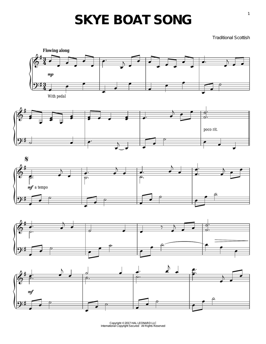 The Skye Boat Song Piano Solo scores gallery preview page 1
