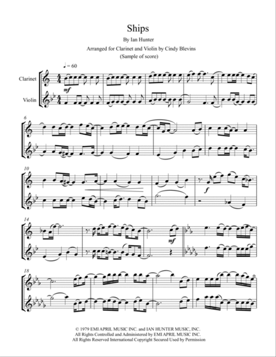 Ships Clarinet scores gallery preview page 2