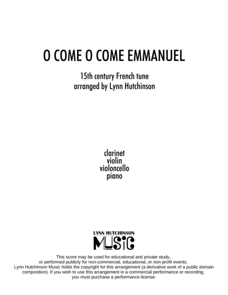 O Come O Come Emmanuel (clarinet / piano trio) image number null