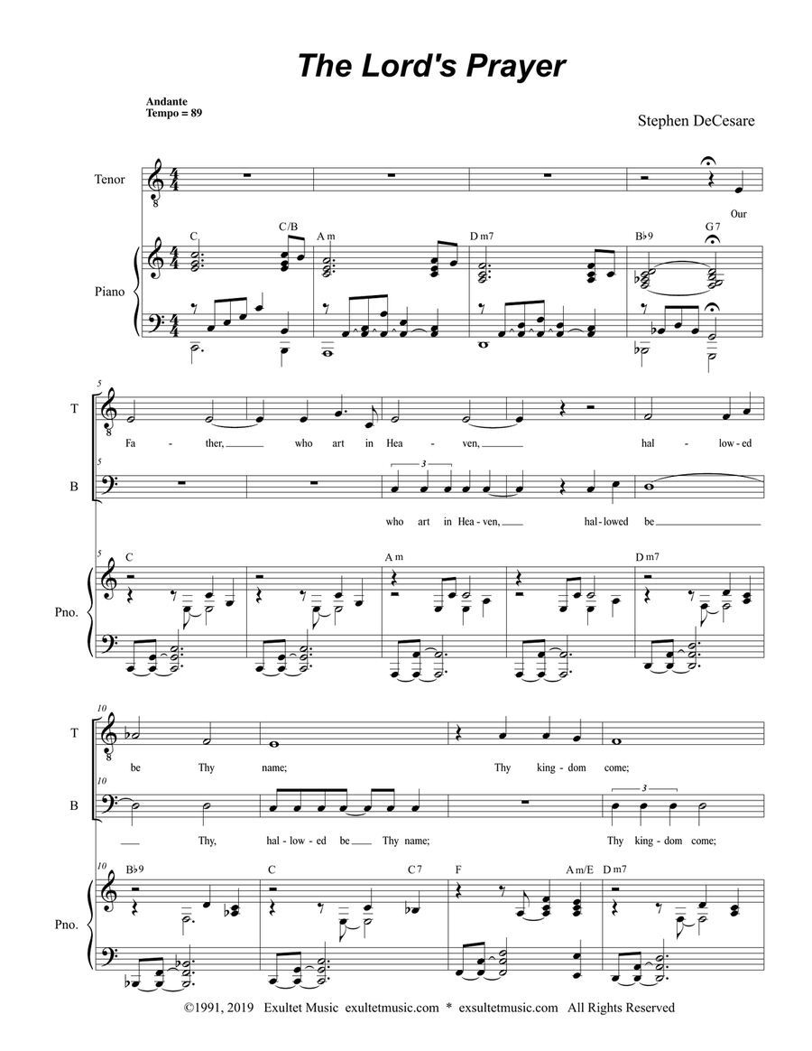 The Lord's Prayer (Duet for Tenor and Bass Solo) Bass Voice scores gallery preview page 2