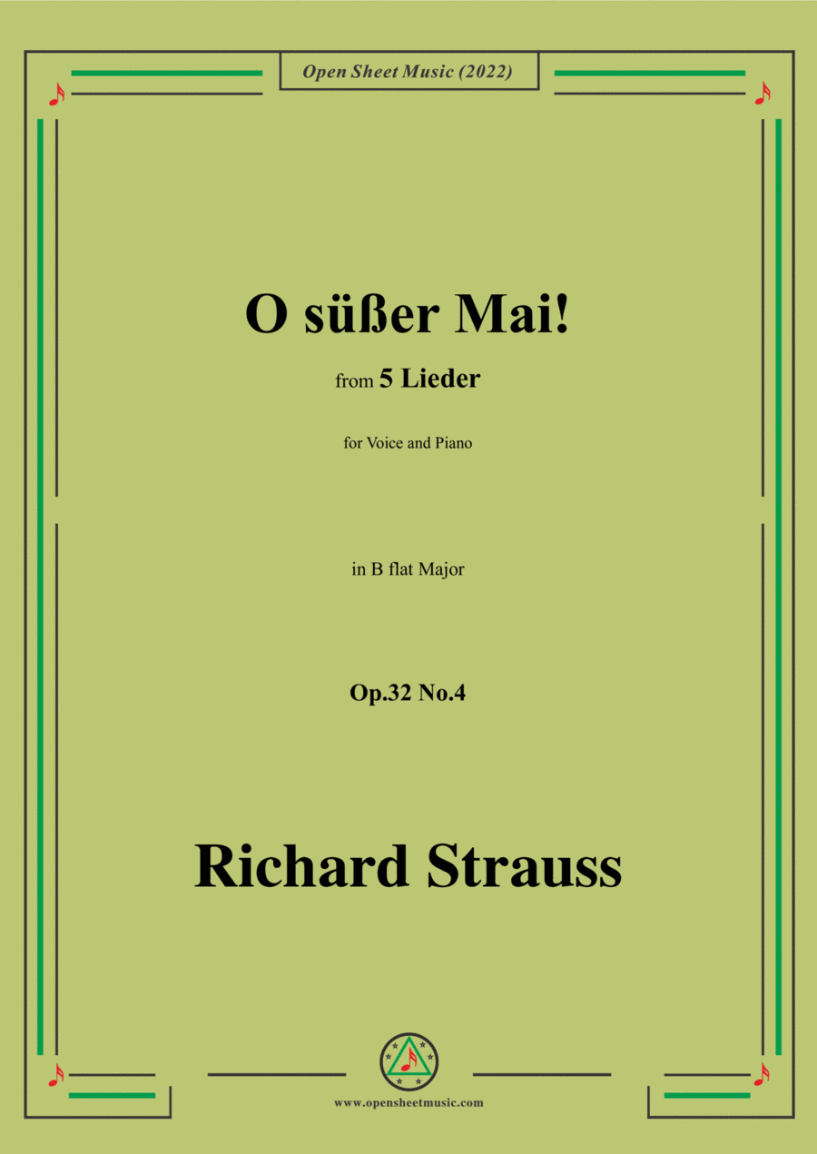 Richard Strauss-O süßer Mai!,in B flat Major,Op.32 No.4 Voice scores gallery preview page 1