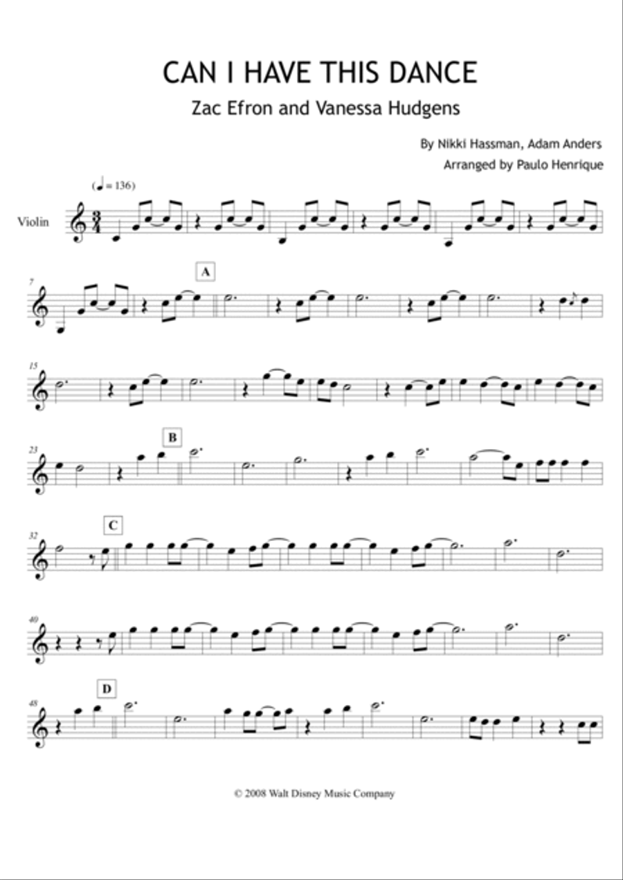 Can I Have This Dance Violin Solo scores gallery preview page 2