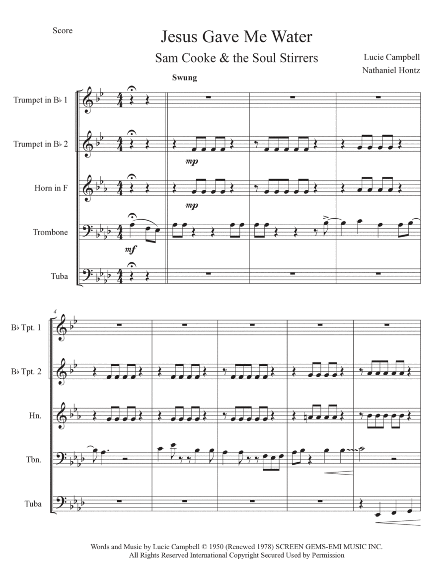 Jesus Gave Me Water Horn scores gallery preview page 1