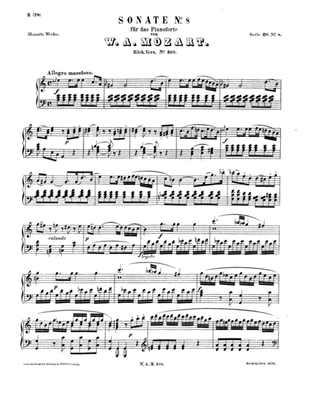 Book cover for Mozart - Piano Sonata No. 8 in C major, KV 310