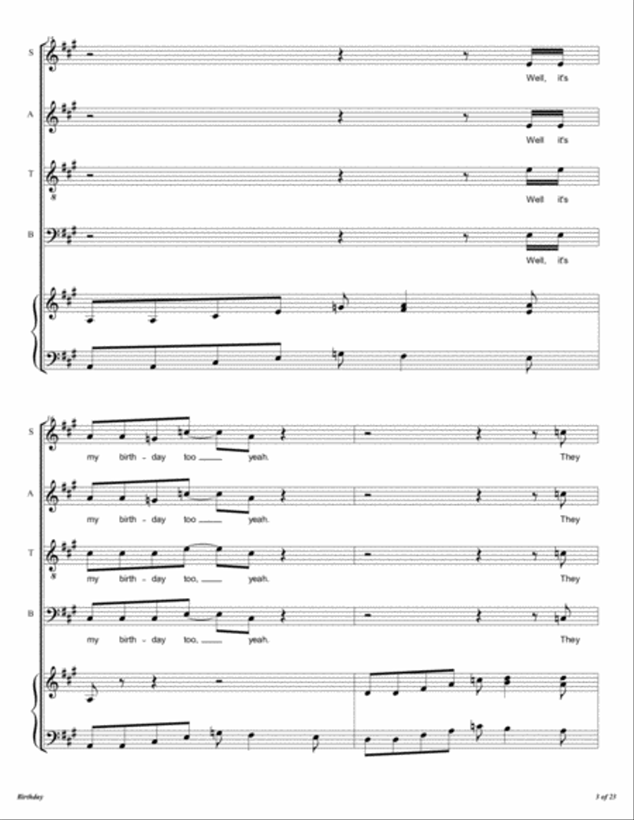 Birthday Birthday 4-Part scores gallery preview page 4