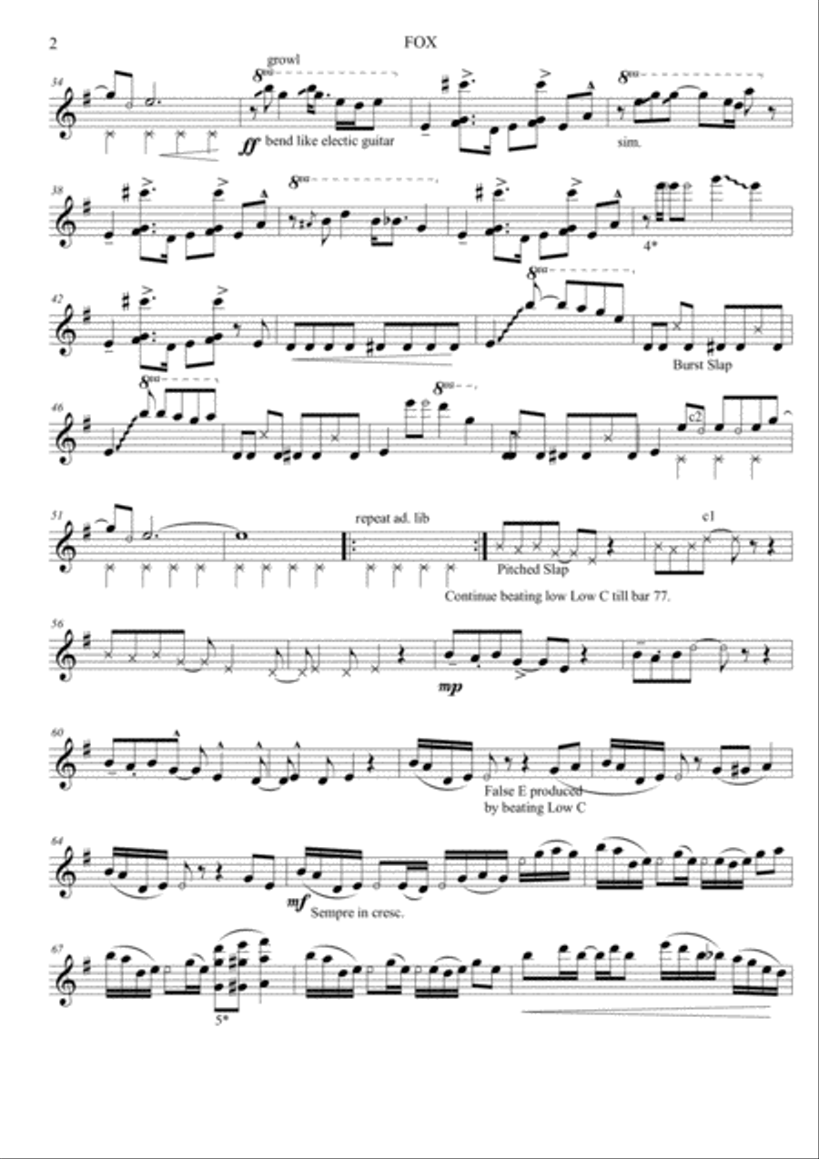 FOX a tribute to Jimi Hendrix for the baritone sax Baritone Saxophone scores gallery preview page 2