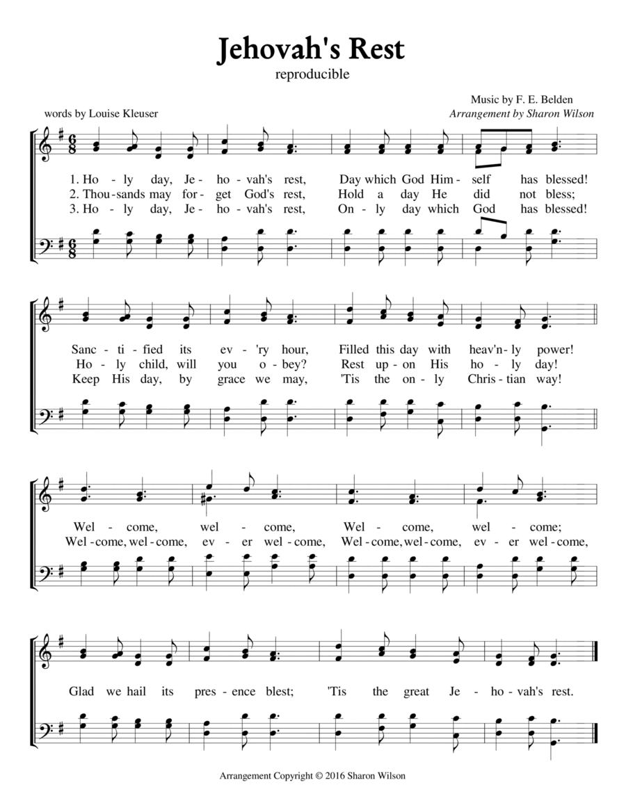 Jehovah's Rest (Sabbath Celebration) High Voice scores gallery preview page 1
