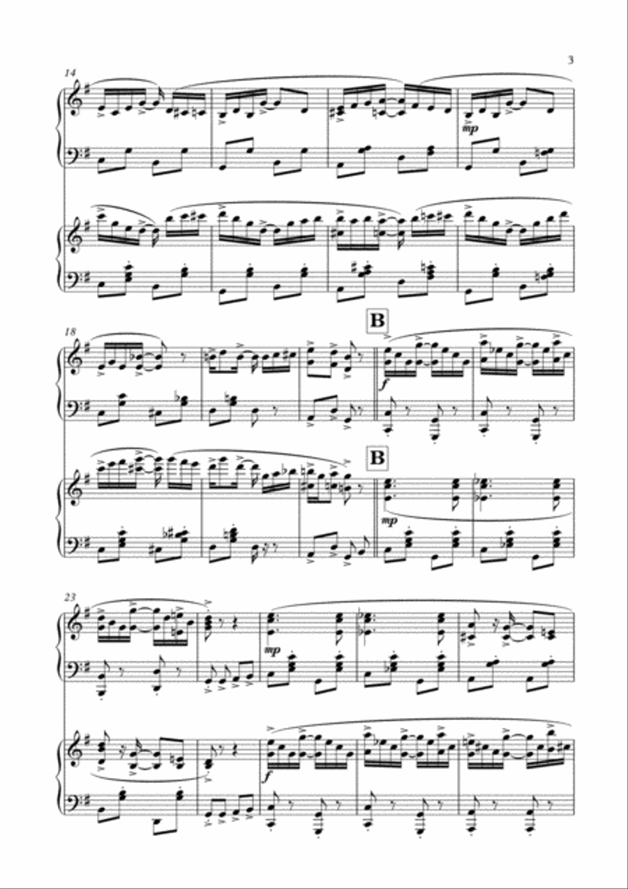 Casual Spark Rag, for 2 Pianos, 4 hands by Simon Peberdy 2 Pianos, 4-Hands scores gallery preview page 3