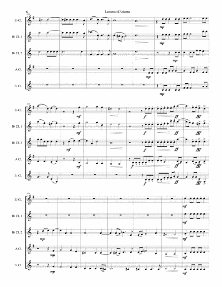 Lamento d'Arianna for clarinet quintet image number null