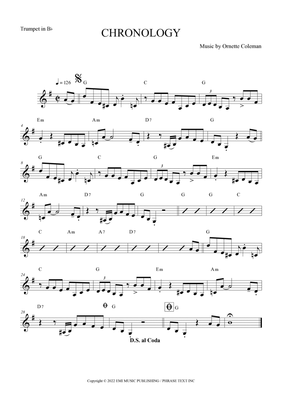 Chronology B-Flat Trumpet scores gallery preview page 1