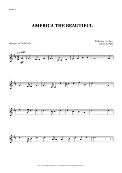 America The Beautiful - Violin Duet (with piano accompaniment) image number null