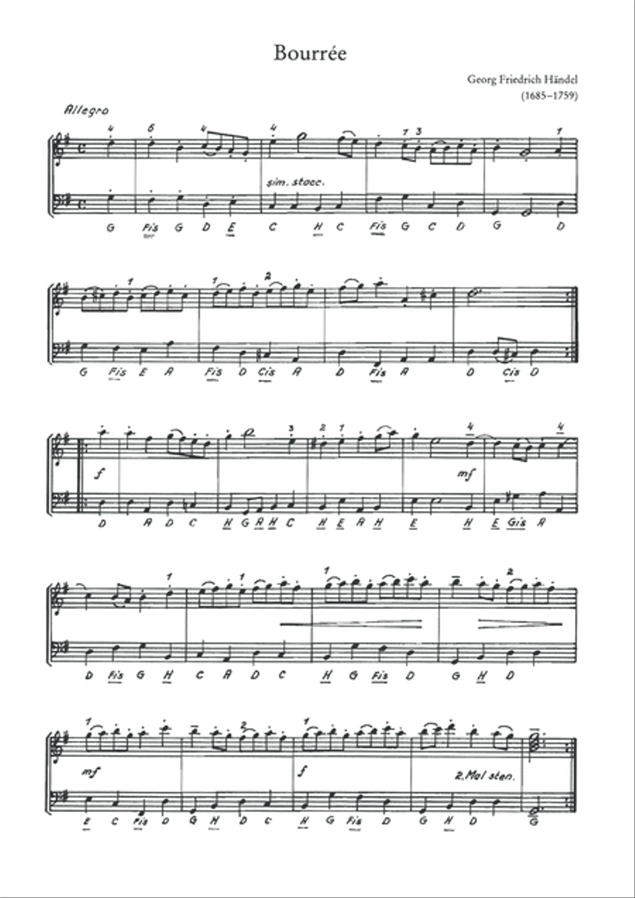 Bourree Piano Solo scores gallery preview page 3