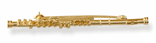 Gold-plated brooch : flute
