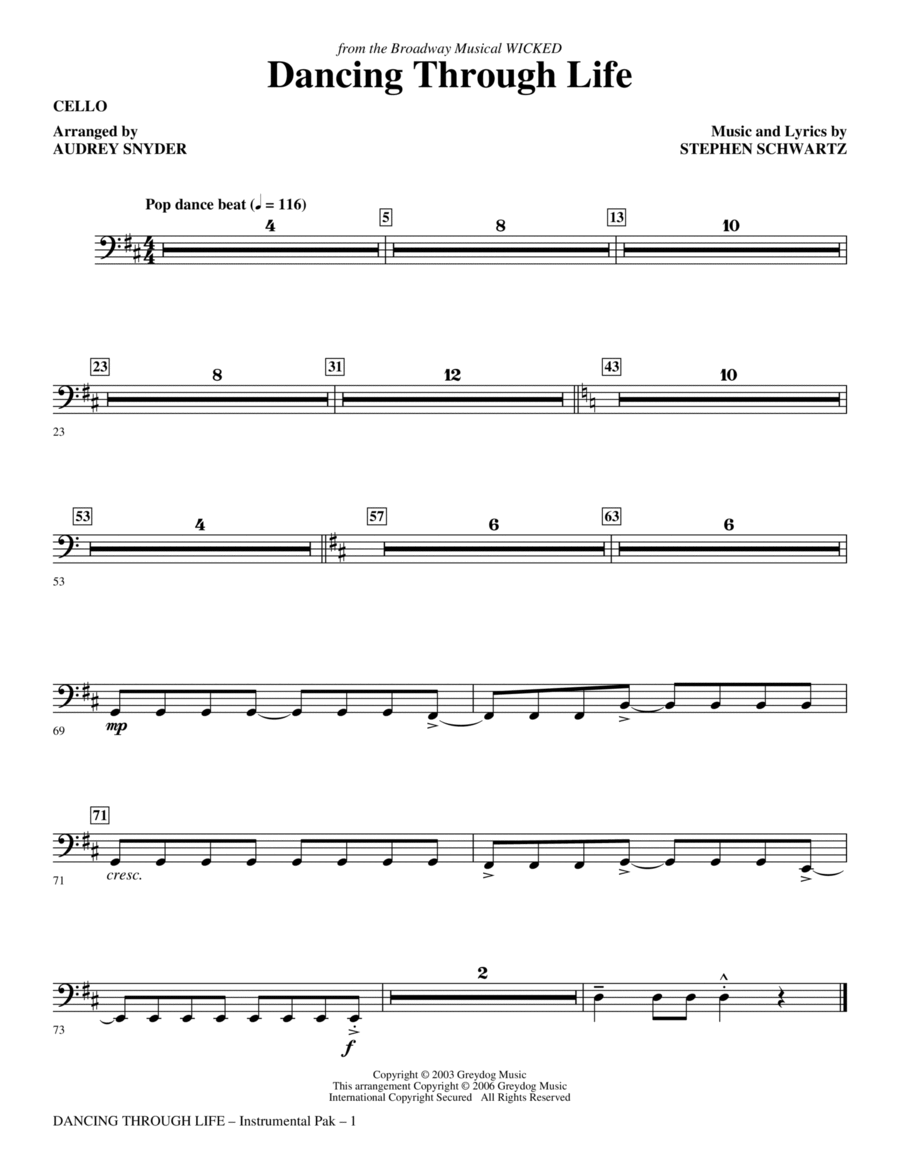 Dancing Through Life - Cello Choir scores gallery preview page 1