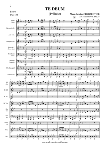Te Deum by Charpentier for beginning band - Score & Parts image number null