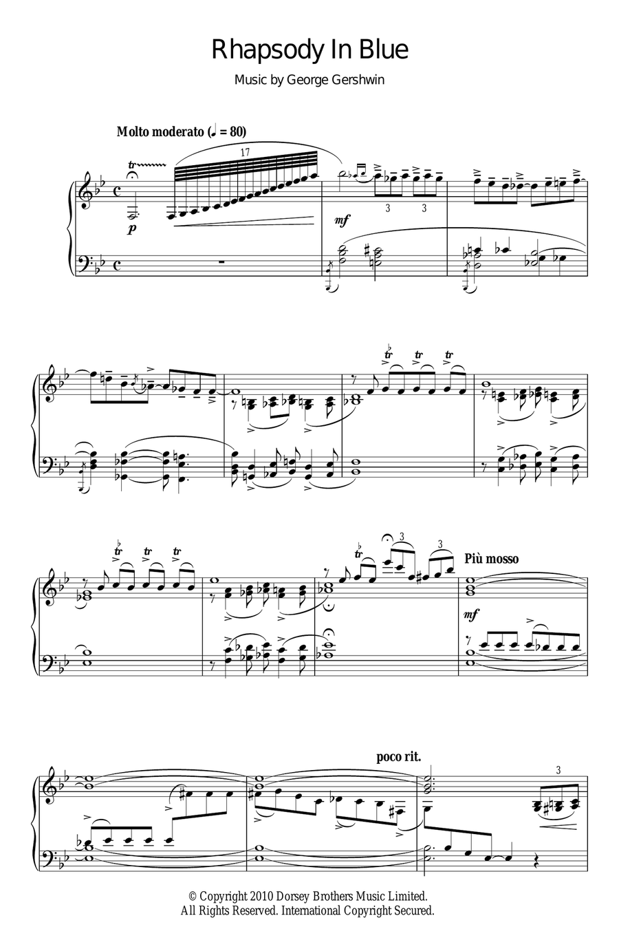 Rhapsody In Blue (Themes) Piano Solo scores gallery preview page 1