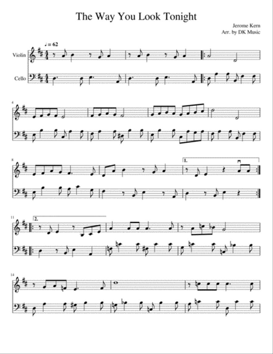 The Way You Look Tonight String Duet scores gallery preview page 1