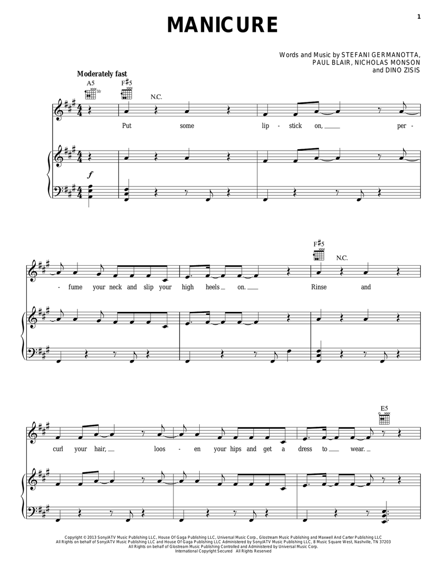 Manicure Acoustic Guitar scores gallery preview page 1