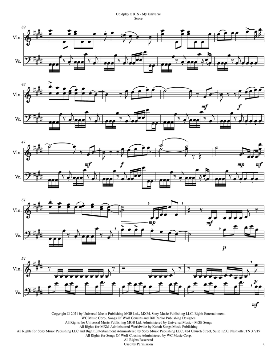 My Universe String Duet scores gallery preview page 3