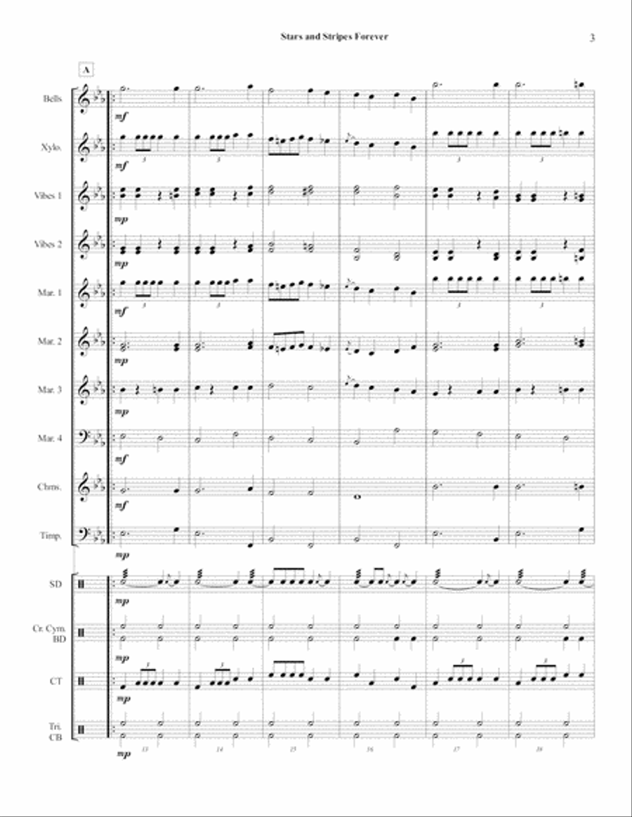 Stars and Stripes Forever for Percussion Ensemble Percussion Ensemble scores gallery preview page 5