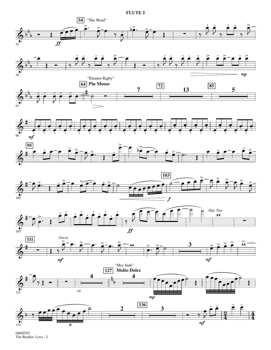 The Beatles: Love - Flute 2 Concert Band scores gallery preview page 2