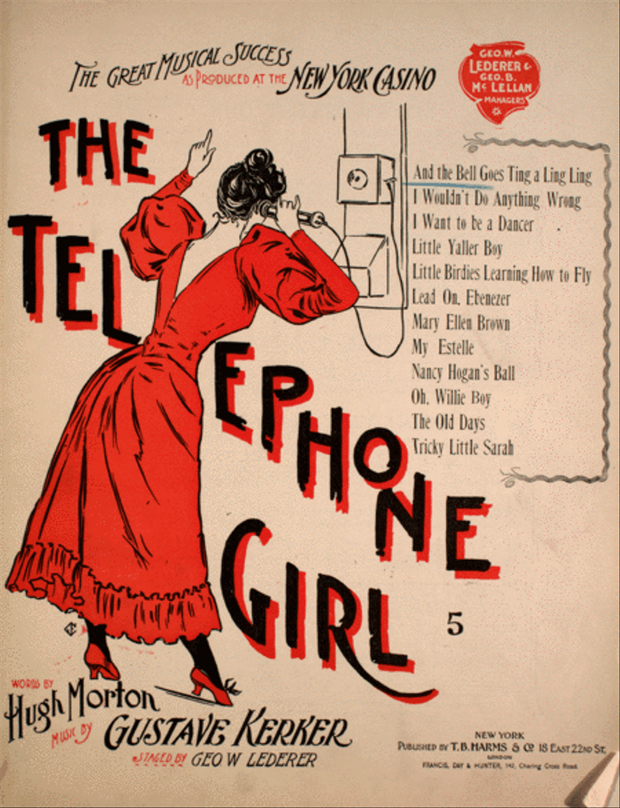 The Telephone Girl. And the Bell Goes Ting a Ling Ling Voice scores gallery preview page 1