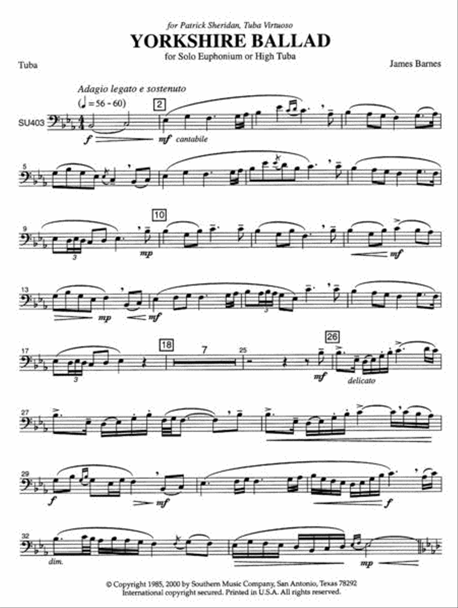 Yorkshire Ballad Yorkshire Ballad Tuba scores gallery preview page 2