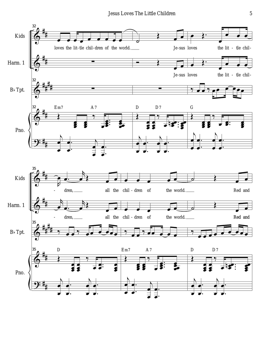 Jesus Loves The Little Children Unison Choir scores gallery preview page 5