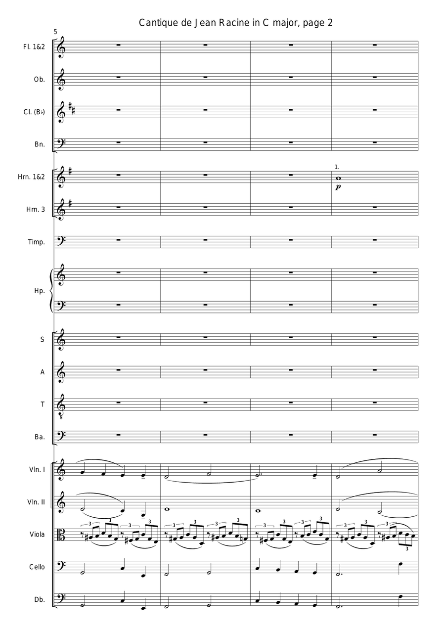 Faure - Cantique de Jean Racine in C major - Orchestra 4-Part scores gallery preview page 2