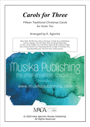 Book cover for Carols for Three - Fifteen Traditional Carols for Violin Trio