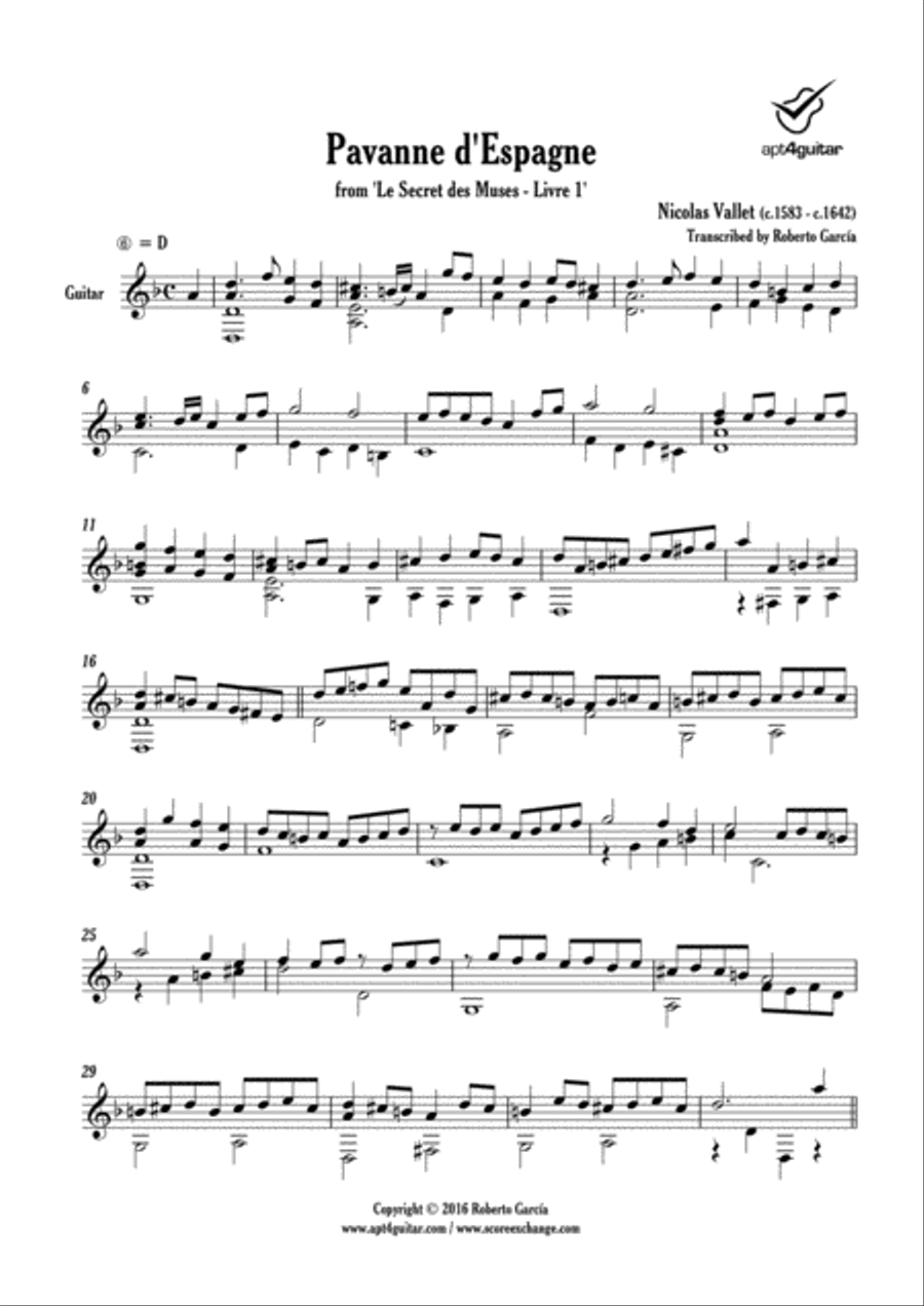 Pavanne d'Espagne Classical Guitar scores gallery preview page 2