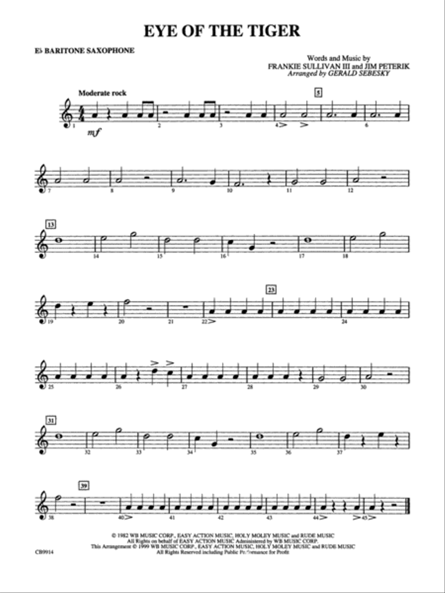 Eye of the Tiger: E-flat Baritone Saxophone Concert Band scores gallery preview page 1