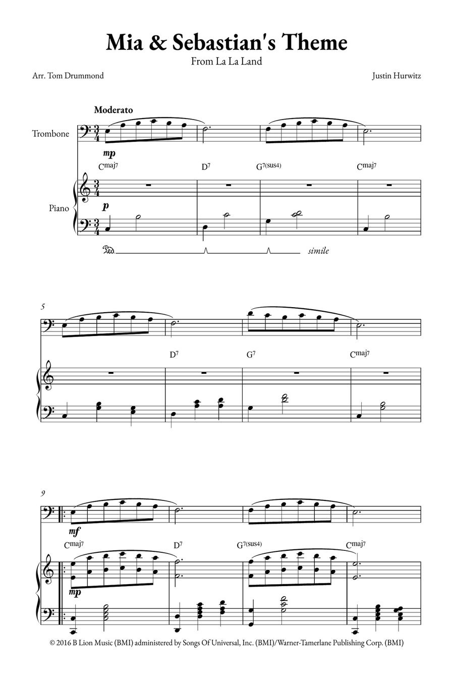 Mia & Sebastian's Theme Mia & Sebastian's Theme Easy Piano scores gallery preview page 1