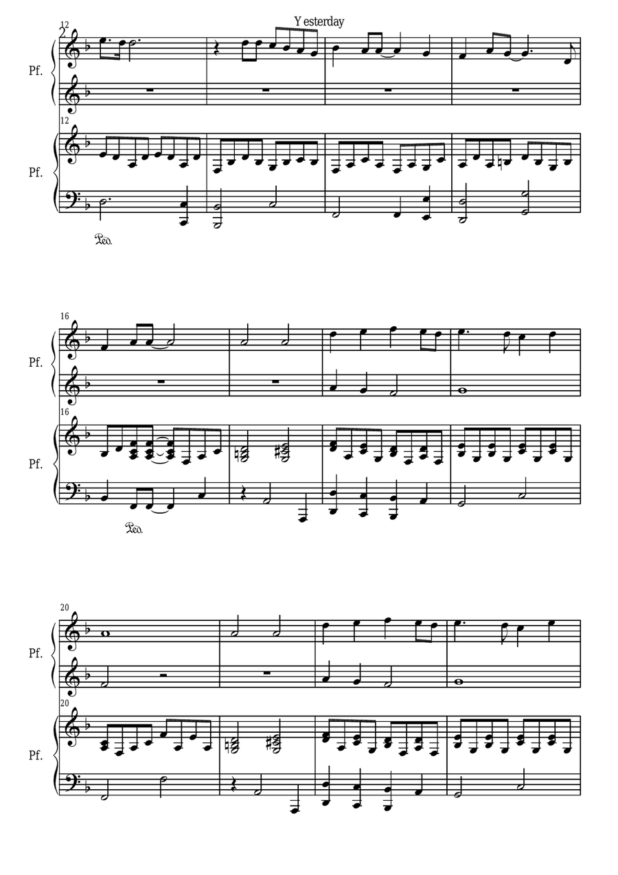 Yesterday Yesterday Piano scores gallery preview page 2