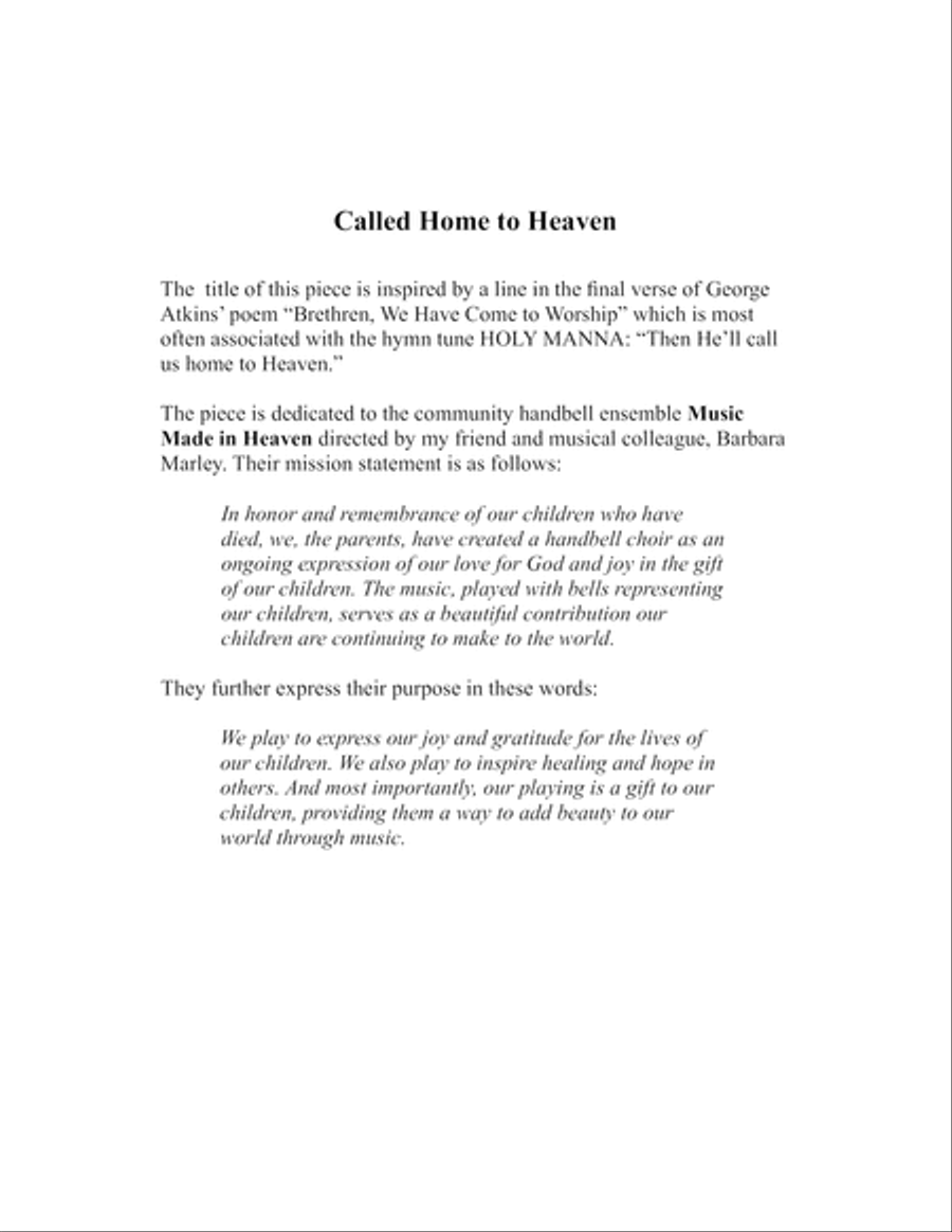 Called Home To Heaven Handbell Choir scores gallery preview page 2
