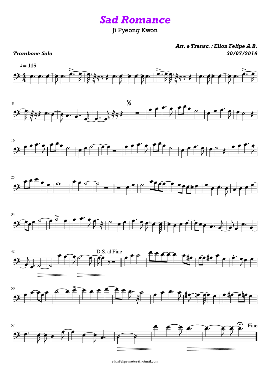 Sad Romance - Trombone Trombone Solo scores gallery preview page 1