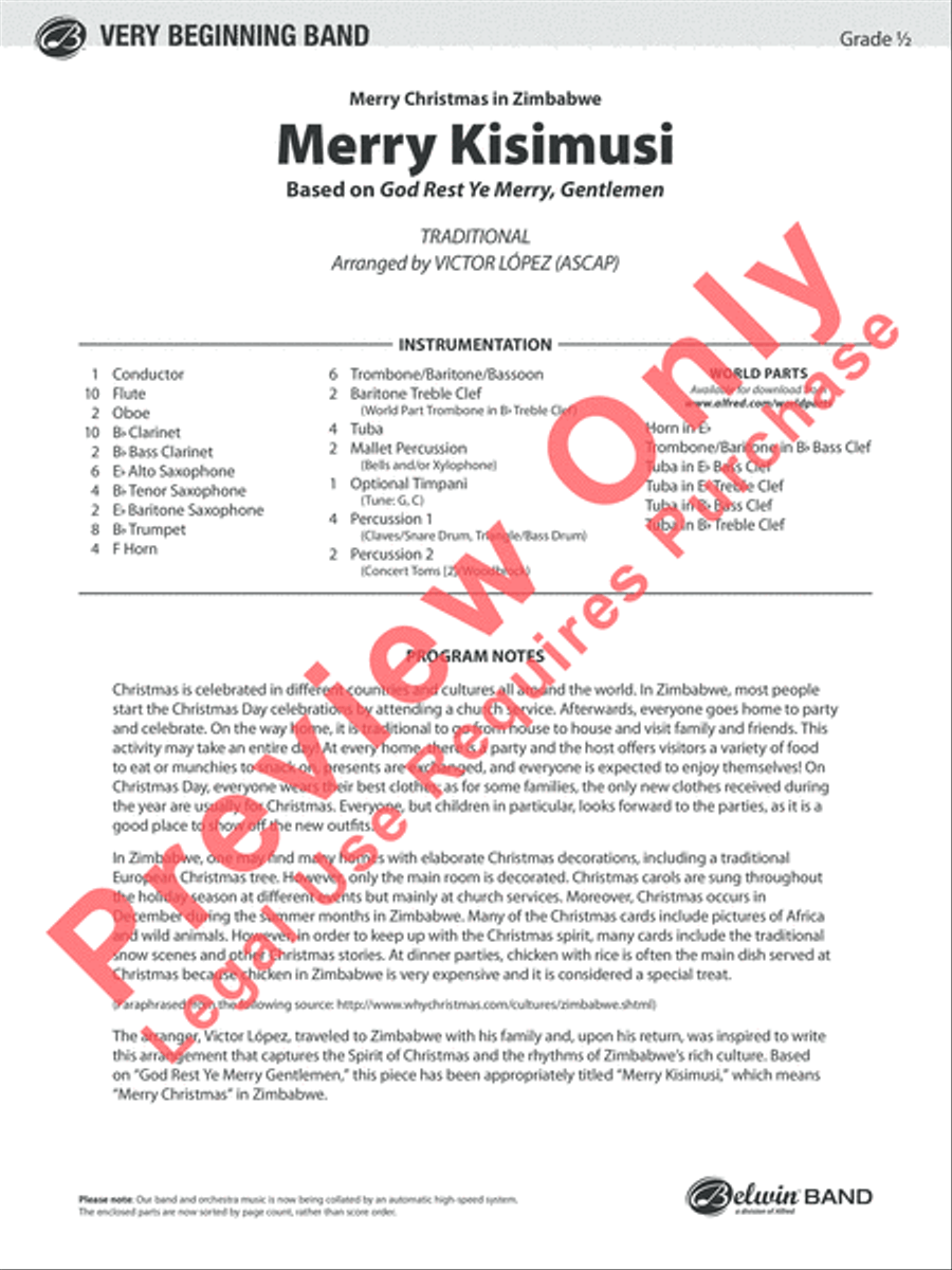 Merry Kisimusi Concert Band scores gallery preview page 2
