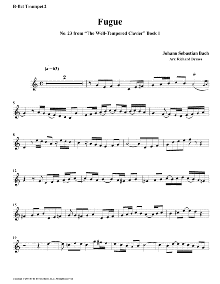 Fugue 23 from Well-Tempered Clavier, Book 1 (Brass Quintet) image number null