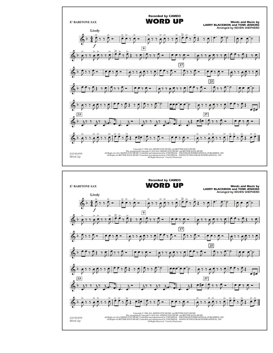 Word Up - Eb Baritone Sax Marching Band scores gallery preview page 1