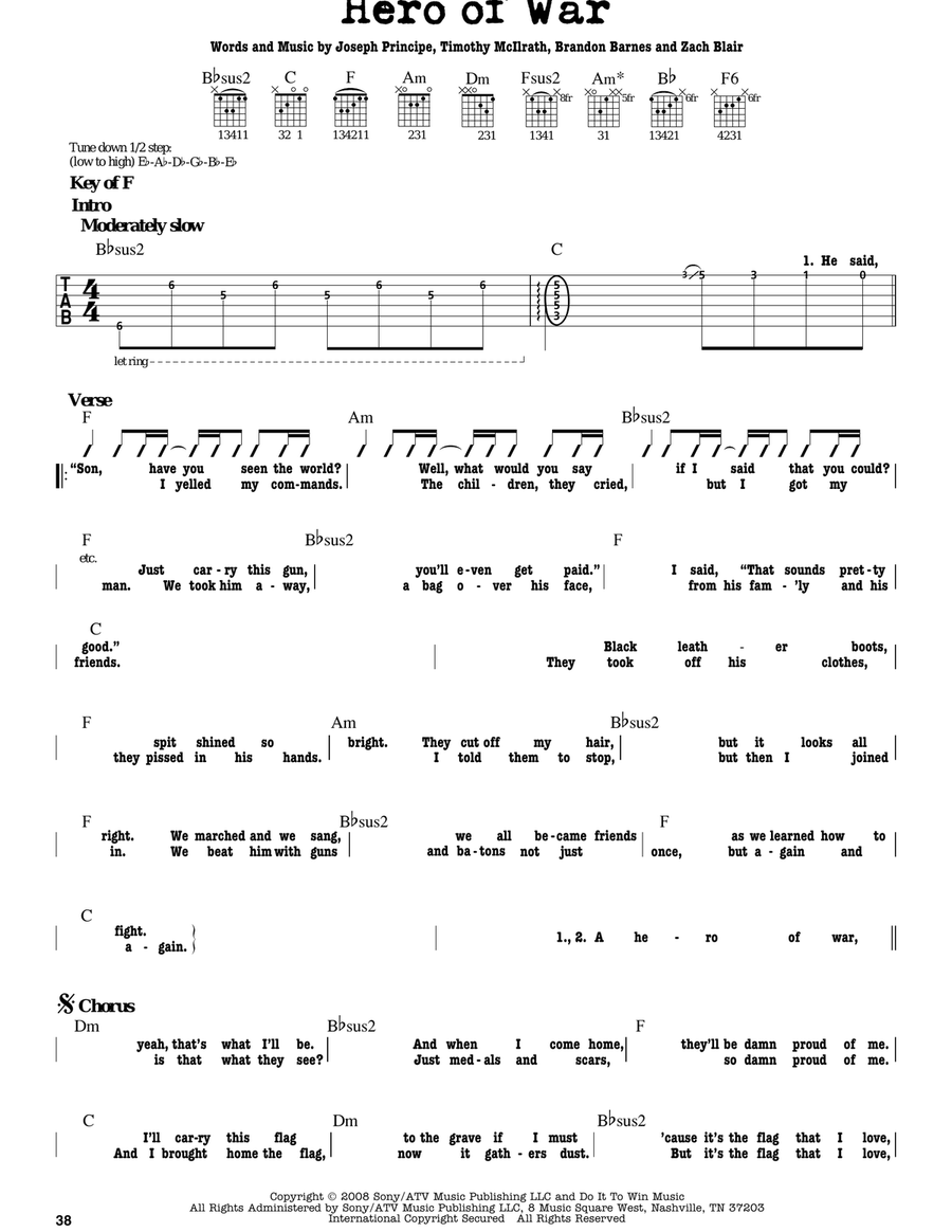 Hero Of War Hero Of War Electric Guitar scores gallery preview page 1