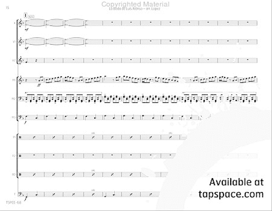 La Boda de Luis Alonso Percussion Ensemble scores gallery preview page 19
