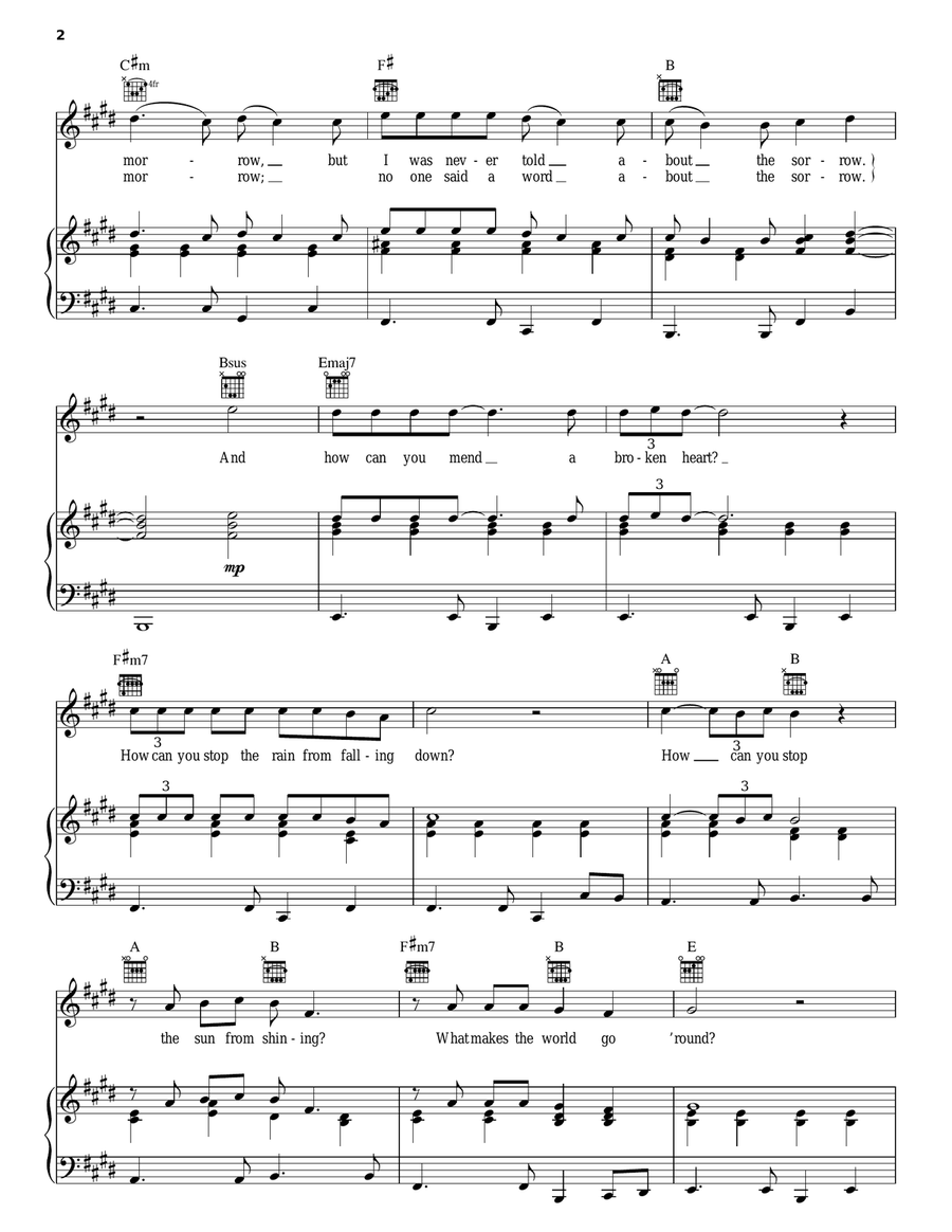 How Can You Mend A Broken Heart Piano, Vocal, Guitar scores gallery preview page 2