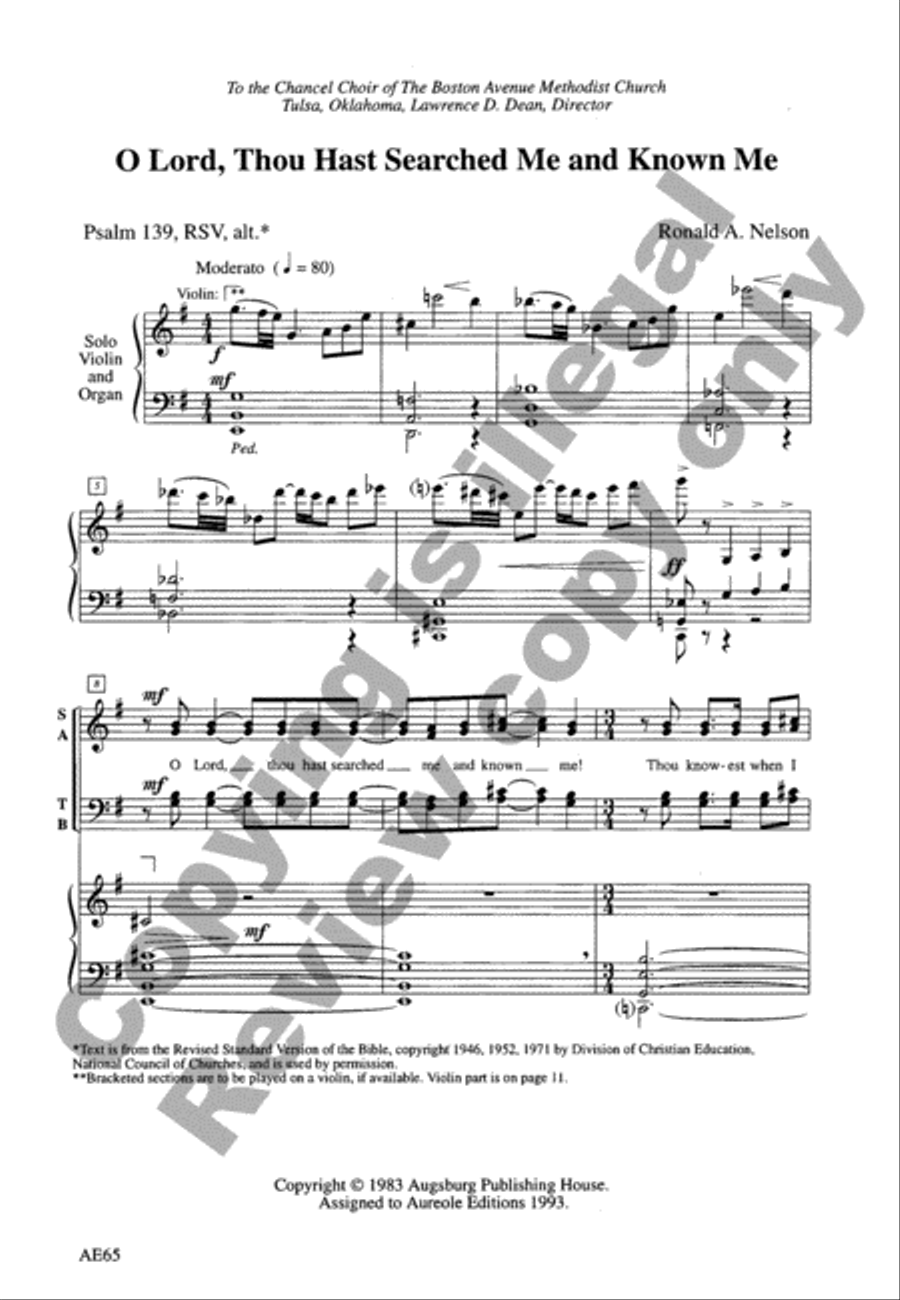 O Lord, Thou Hast Searched Me & Known Me 4-Part scores gallery preview page 2