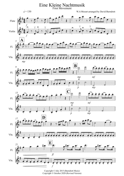 Eine Kleine Nachtmusik (1st movement) for Flute and Violin Duet image number null