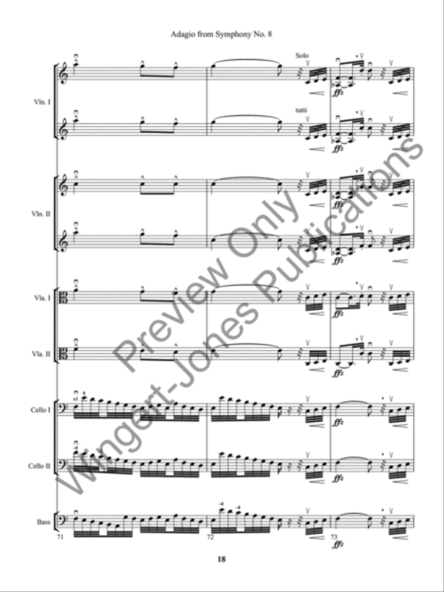 Adagio from Symphony No. 8 (Score) String Orchestra scores gallery preview page 21